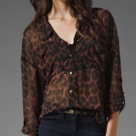 Free People Tops - Free People easy rider animal print blouse sm size